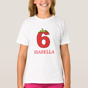 Camiseta Fiesta de cumpleaños número 6 con tema de fresa