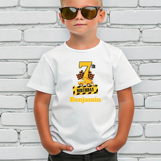 Camiseta Fiesta de cumpleaños número 7 con tema de construc (Subido por el creador)
