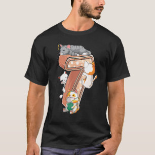 Camiseta Fiesta de cumpleaños número 7 de gatos siete años