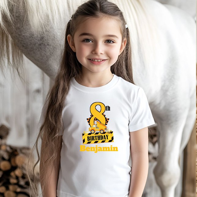 Camiseta Fiesta de cumpleaños número 8 con tema de construc (Subido por el creador)