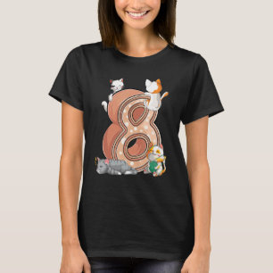 Camiseta Fiesta de cumpleaños número 8 de gatos Ocho 8 años