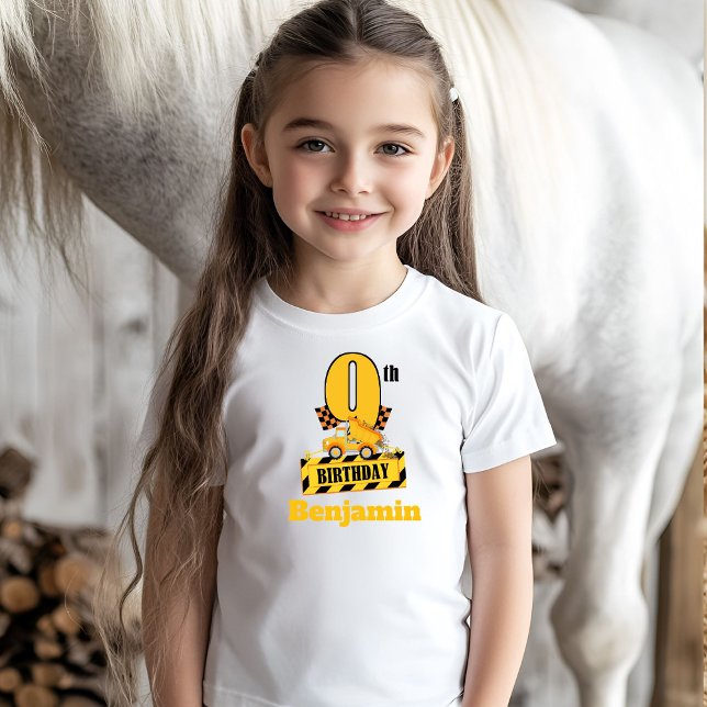 Camiseta Fiesta de cumpleaños número 9 con tema de construc (Subido por el creador)