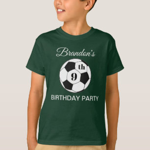 Camiseta Fiesta de cumpleaños número 9 Fútbol Verde Niño De