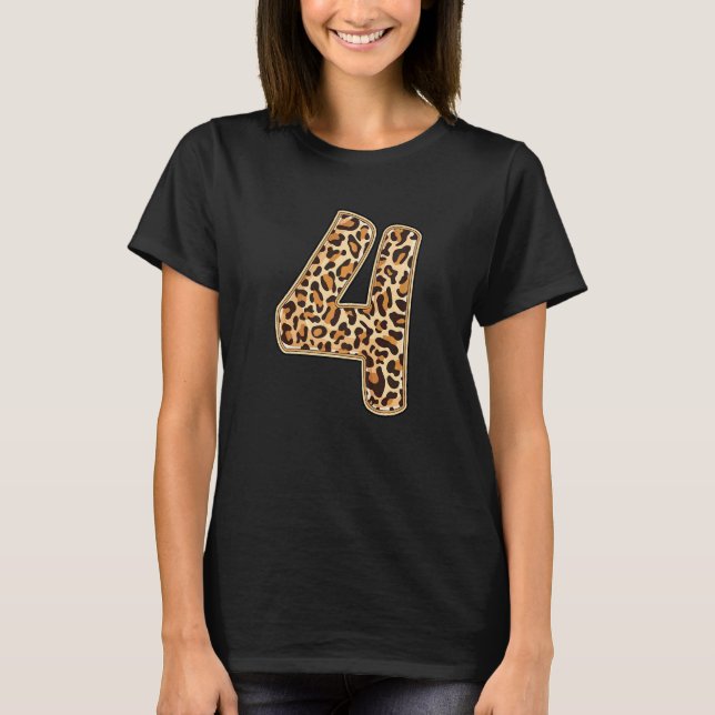 Camiseta Fiesta de cumpleaños número cuatro 4 de Leopardo C (Anverso)