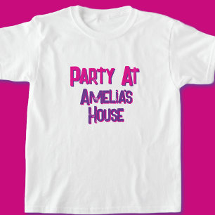 Camiseta Fiesta de cumpleaños personalizada rosa