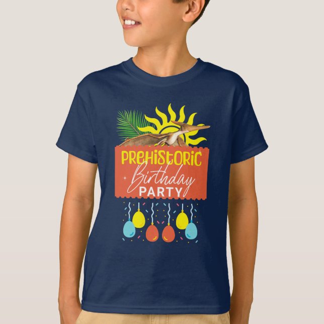 Camiseta Fiesta de cumpleaños prehistórica de Pterodáctilo (Anverso)
