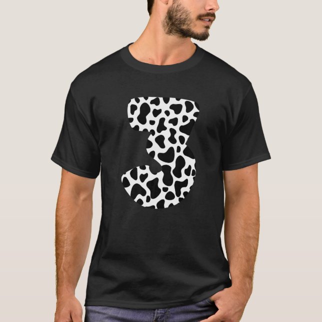 Camiseta Fiesta de cumpleaños temática de vaca de 3 años (Anverso)