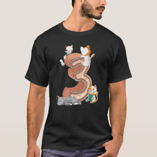 Camiseta Fiesta de Cumpleaños Tercera 3 Años Gato