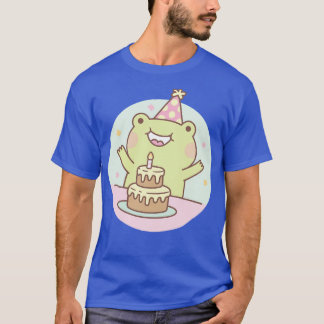 Camiseta Fiesta De Cumpleaños Y Pastel De Rana Cuta