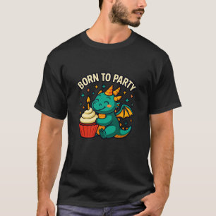 Camiseta Fiesta de Cupcakes del Dragón Divertido y Lindo