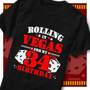 Camiseta Fiesta de Dados de Casino por el 34 Cumpleaños en