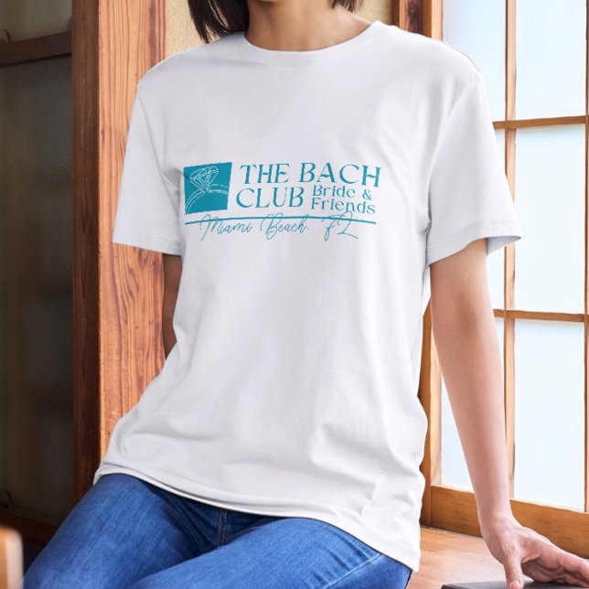 Camiseta Fiesta de Despedida de Soltera Azul Moderno Club B (Bach Club shirt with modern blue font – perfect for bachelorette or bridal celebrations!)