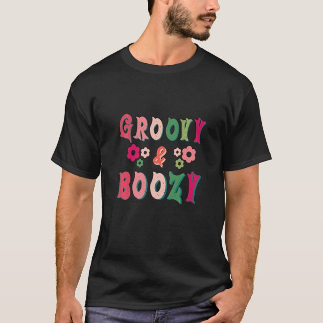 Camiseta Fiesta de Despedida de Soltera Groovy & Boozy Brid (Anverso)