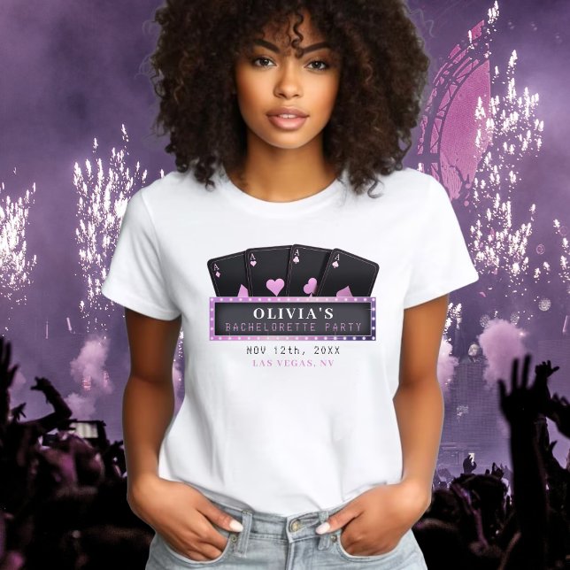 Camiseta Fiesta de Despedida Rosa y Negra de Ases de Poker (Poker Aces Pink & Black Bachelorette Party T-Shirt
)