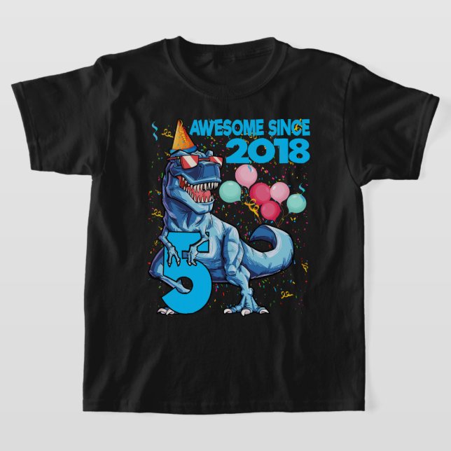 Camiseta fiesta de Dinosaur de 5 años 5.º cumpleaños 2018 (Distribución)