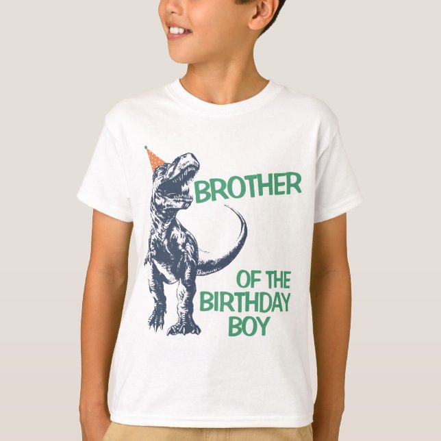 Camiseta Fiesta de Dinosaur T-Rex Gorra Hermano de niño cum (Anverso)