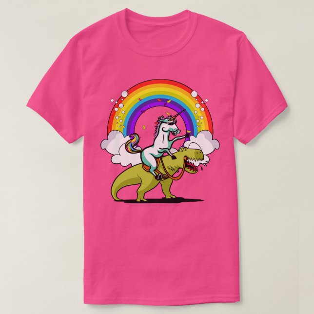 Camiseta Fiesta de dinosaurios de Unicorn Riding TRex (Diseño del anverso)