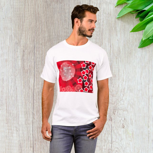Camiseta Fiesta de disco rojo con estrellas y bola Purpurin (Subido por el creador)