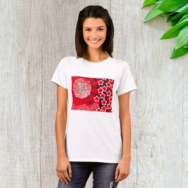 Camiseta Fiesta de disco rojo con estrellas y bola Purpurin (Subido por el creador)