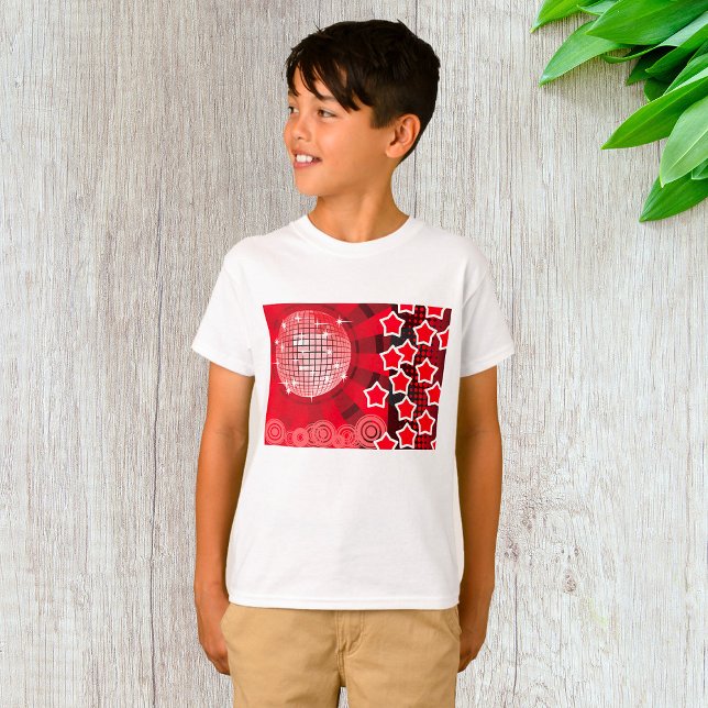 Camiseta Fiesta de disco rojo con estrellas y bola Purpurin (Subido por el creador)