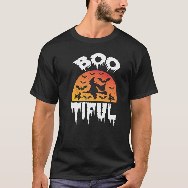 Camiseta fiesta de disfraces de boo hermosa halloween (Anverso)