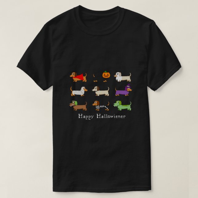 Camiseta Fiesta de disfraces de Halloween Dachshund (Diseño del anverso)