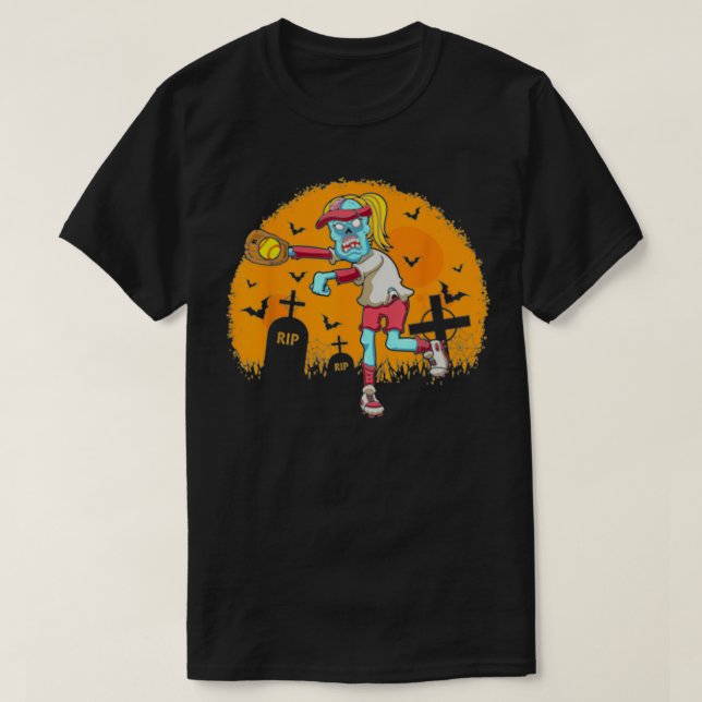 Camiseta Fiesta de disfraces de Softball Zombie Catcher Hal (Diseño del anverso)