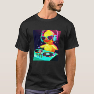 Camiseta Fiesta de DJ de pollito de pato Club Dj Gif EDM Ba