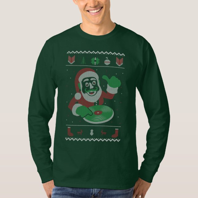 Camiseta Fiesta de Feliz Navidad Santa DJ (Anverso)