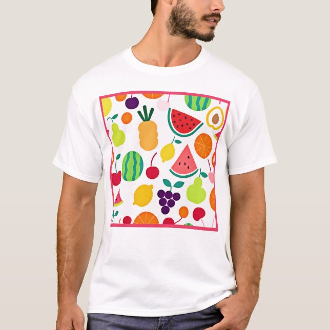 Camiseta Fiesta de fruta de neón colorida (Anverso)