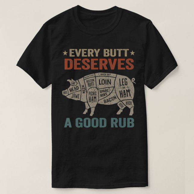 Camiseta fiesta de fumar cerdo bbq divertido (Diseño del anverso)