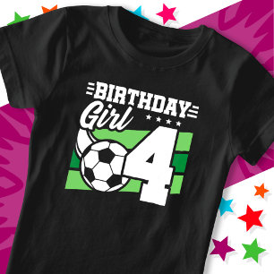 Camiseta fiesta de fútbol de 4 años Chica de cumpleaños