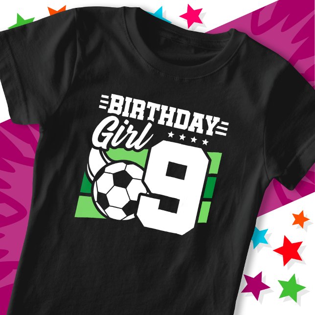 Camiseta fiesta de fútbol de 9 años Chica de cumpleaños 9 (Subido por el creador)