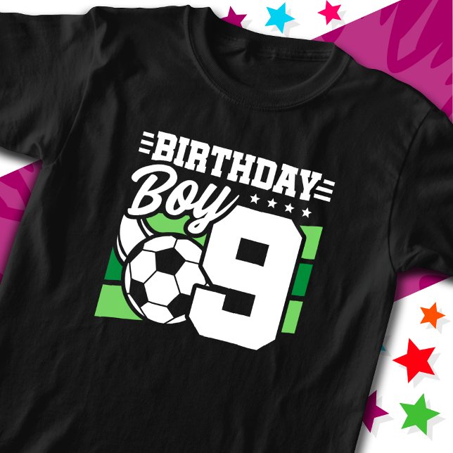 Camiseta fiesta de fútbol de 9 años Noveno niño de cumpleañ (Subido por el creador)