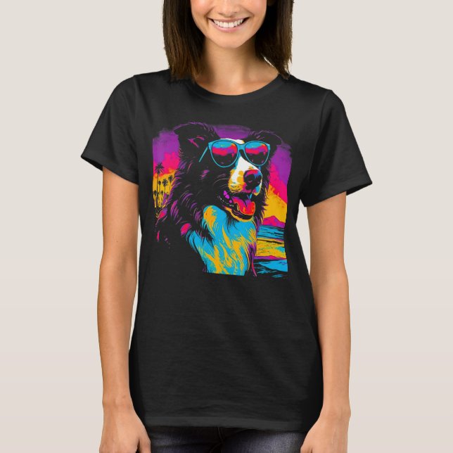 Camiseta Fiesta de Gafas de Sol para Perros Border Collie (Anverso)