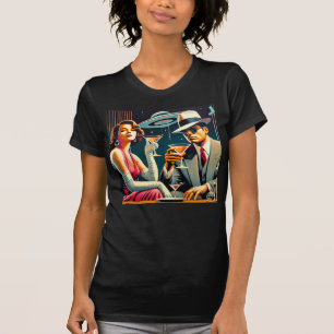 Camiseta Fiesta de Gangster Martini de la Era Espacial Las