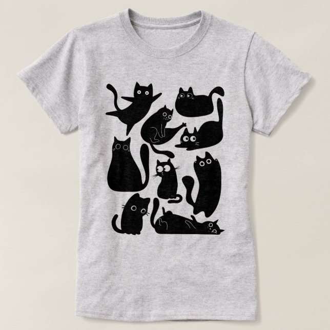 Camiseta Fiesta de gato negro (Diseño del anverso)
