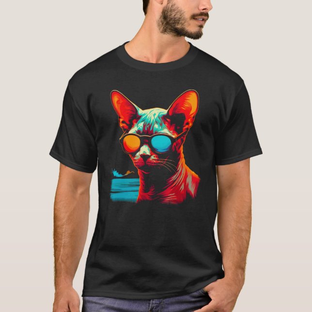 Camiseta Fiesta de gatos Devon Rex en la playa (Anverso)