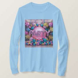 Camiseta Fiesta de globos de manga larga azul claro para mu