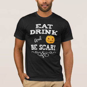 Camiseta Fiesta de Halloween come bebida y da miedo a la ca