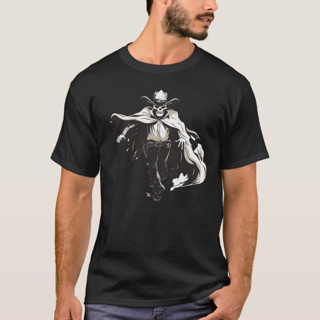 Camiseta fiesta de halloween con cráneo de vaquero (Anverso)