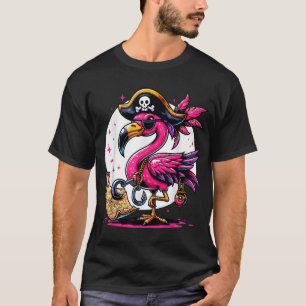 Camiseta Fiesta de Halloween de flamenco rosa pirata Jolly