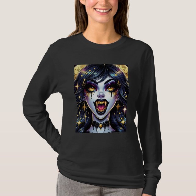 Camiseta Fiesta de Halloween de vampiros al estilo de cómic (Anverso)