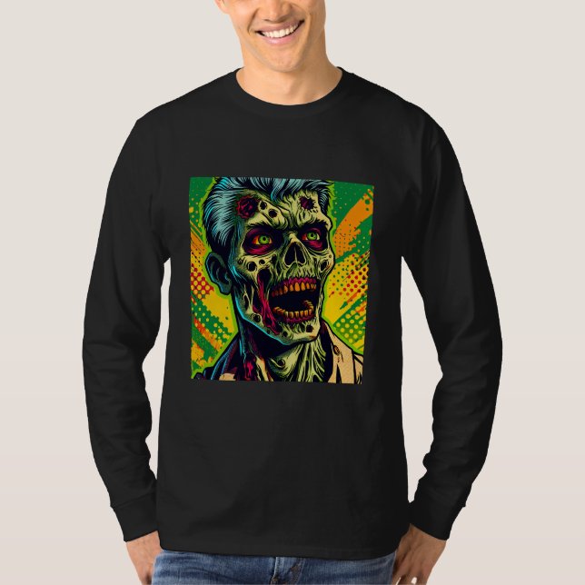 Camiseta Fiesta de Halloween de Zombies Espeluznantes (Anverso)