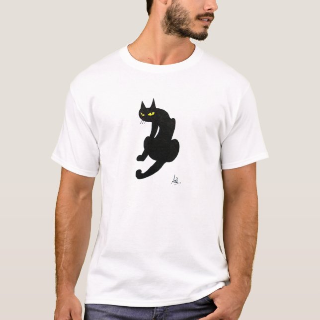 CAMISETA FIESTA DE HALLOWEEN DEL GATO NEGRO (Anverso)