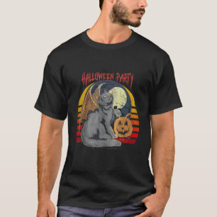 Camiseta Fiesta de Halloween del gato negro aterrador