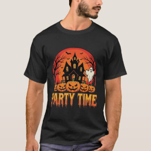 Camiseta Fiesta de Halloween Diseño de Fantasma de Calabaza