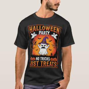 Camiseta Fiesta de Halloween Fantasma Sin Trucos Solo Golos