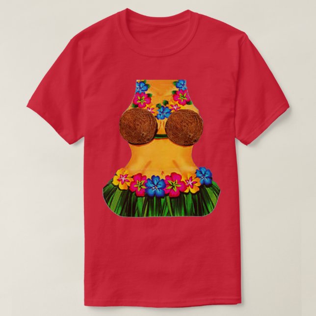 Camiseta Fiesta de Hula Dancer Body Coconut Bra Luau Tiki (Diseño del anverso)