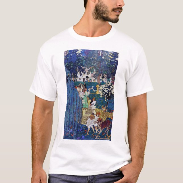 Camiseta Fiesta de jardín con perro y gato, Jessie Willcox  (Anverso)